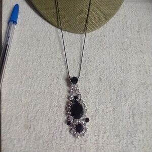 Black clear crystal necklace